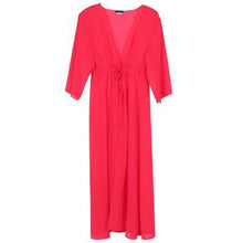 Andzhelika Swimsuit Cover Up Women Sexy Beach Cover-Ups Chiffon Long Dress Solid Beach Cardigan Bathing Suit Cover Up - Fab Getup Shop