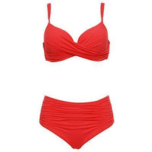 Andzhelika  Sexy Bikinis Women Swimwear Solid Fold High Waisted Bikinis Set Plus Size Swimwear Bathing Suit Biquini - Fab Getup Shop