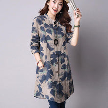 Spring New Fashion Floral Print Cotton Linen Blouses Korean Casual Long Sleeve Shirt Women Plus Size Women Top With Pockets - Fab Getup Shop