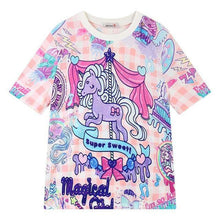 Women'S T Shirts Harajuku Fuck Gradient Soft Doodle Short T-Shirt Tshirt Women Girl Tops Cute Cartoon Unicorn Pegasus - Fab Getup Shop