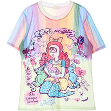 Women'S T Shirts Harajuku Fuck Gradient Soft Doodle Short T-Shirt Tshirt Women Girl Tops Cute Cartoon Unicorn Pegasus - Fab Getup Shop