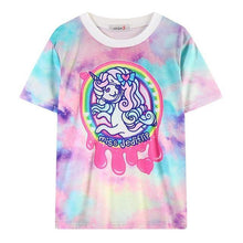 Women'S T Shirts Harajuku Fuck Gradient Soft Doodle Short T-Shirt Tshirt Women Girl Tops Cute Cartoon Unicorn Pegasus - Fab Getup Shop