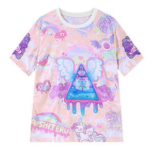 Women'S T Shirts Harajuku Fuck Gradient Soft Doodle Short T-Shirt Tshirt Women Girl Tops Cute Cartoon Unicorn Pegasus - Fab Getup Shop