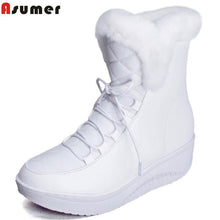 Asumer  Shoes Women Boots Solid Slip-On Soft Cute Women Snow Boots Round Toe Flat with Winter Fur Ankle Boots - Fab Getup Shop