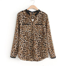 Women Blouse Leopard Print Shirt Long sleeve V -Neck Top Loose Blouses Plus Size Chiffon Shirt Camisa  Clothing - Fab Getup Shop