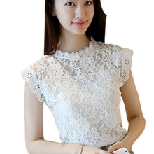 Lace Blouse Shirt Women Summer Style Blouses  New Korean Sleeveless Solid Hollow Out Pink Blue White Black Lace Top Female - Fab Getup Shop