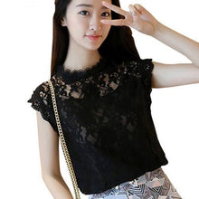 Lace Blouse Shirt Women Summer Style Blouses  New Korean Sleeveless Solid Hollow Out Pink Blue White Black Lace Top Female - Fab Getup Shop