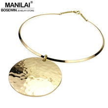 MANILAI Punk Women Collar Choker Necklace Maxi Big Circle Metal Pendants Torques Statement Necklaces Golden & Silver Color - Fab Getup Shop
