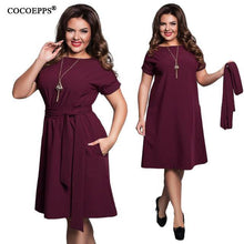 COCOEPPS Elegant Casual women blue dresses big sizes  plus size women clothing Summer style o-neck bodycon Chiffon Dress - Fab Getup Shop