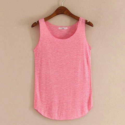 Spring Summer  Tank Tops Women Sleeveless Round Neck Loose T Shirt Ladies Vest Singlets - Fab Getup Shop