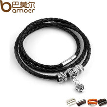 Silver Charm Black Leather Bracelet for Women Five Colors Magnet Clasp Christmas Gift Jewelry PI0311 - Fab Getup Shop