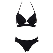 Bikinis Women Black Bandage Swimsuit  Push Up Swimwear Low Waist Bathing Suit Halter Bikini - Fab Getup Shop