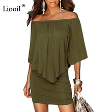 Army Green Slash Neck Women Mini Dress Autumn Style Off Shoulder Sexy Dresses Vestidos Black White Beach Casual Dress - Fab Getup Shop