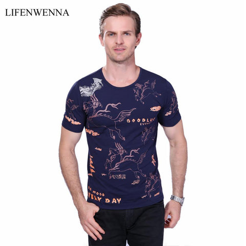 Summer Short Sleeve Mens T Shirt New Fashion Kirin Print O-Neck T Shirt Men Casual Design Fitness Top Tee Shirt Homme - Fab Getup Shop