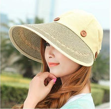 COKK Hats Women Wide Large Brim Floppy Summer Beach Sun Hat Straw Hat Button Cap Summer Hats For Women Anti-uv Visor Cap Female - Fab Getup Shop