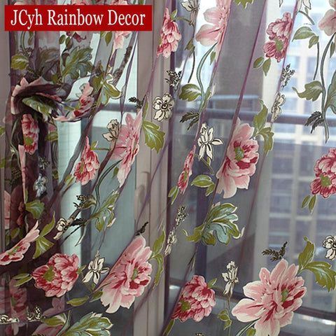 Floral Home Fabric Sheer Tulle Curtains For Living Room Children Bedroom Kitchen Door Curtains For Window Black Cortinas D - Fab Getup Shop