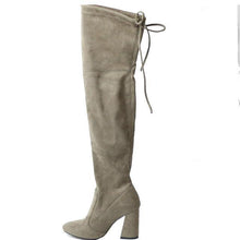 QUTAA  Sucrb Leather  Women Over The Knee Boots  Lace Up Sexy  Hoof  Heels Women Shoes  Soild Winter Warm  Size 34-43 - Fab Getup Shop