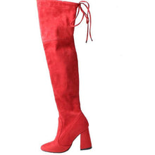 QUTAA  Sucrb Leather  Women Over The Knee Boots  Lace Up Sexy  Hoof  Heels Women Shoes  Soild Winter Warm  Size 34-43 - Fab Getup Shop