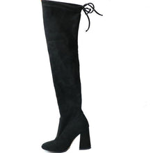 QUTAA  Sucrb Leather  Women Over The Knee Boots  Lace Up Sexy  Hoof  Heels Women Shoes  Soild Winter Warm  Size 34-43 - Fab Getup Shop