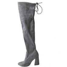 QUTAA  Sucrb Leather  Women Over The Knee Boots  Lace Up Sexy  Hoof  Heels Women Shoes  Soild Winter Warm  Size 34-43 - Fab Getup Shop