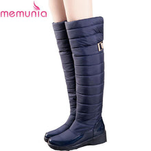 MEMUNIA Russia winter boots women warm knee high boots round toe down fur ladies fashion thigh snow boots shoes waterproof botas - Fab Getup Shop