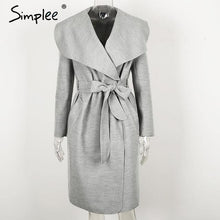 Simplee Black ruffle warm winter coat Women turndown long coat collar overcoat female Casual autumn  pink outerwear - Fab Getup Shop