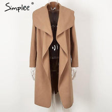 Simplee Black ruffle warm winter coat Women turndown long coat collar overcoat female Casual autumn  pink outerwear - Fab Getup Shop