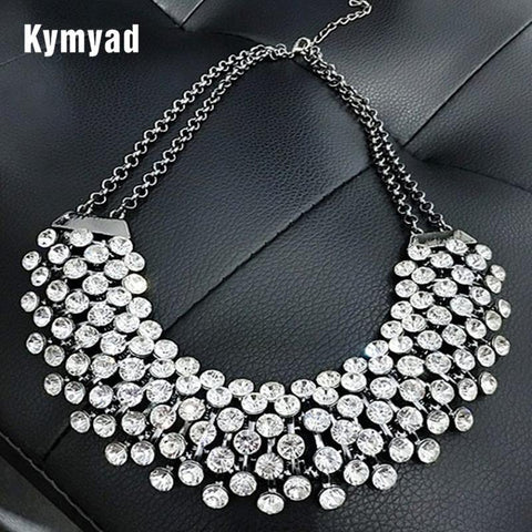 Kymyad Collier  Trendy Crystal Statement Necklaces Pendants Women Jewelry Multilayer Link Chain Necklace - Fab Getup Shop