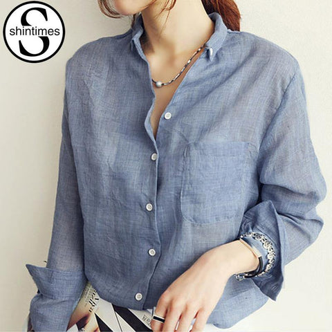 Blusas Chemise Femme Long Sleeve Shirt Women Tops  Summer Ladies Blouses Linen Cotton White Blouse - Fab Getup Shop