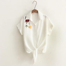 Top Summer Women Casual Tops Short Sleeve Embroidery White Top Blouses Shirts - Fab Getup Shop