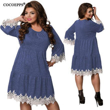 Autumn Winter Women Patchwork Dresses  Plus Size women Clothing Female Dress Elegant Hollow Out vestidos 5XL 6XL - Fab Getup Shop