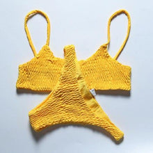 Pleated Triangle Girls Bikini Set Brazilian Thong Femme Bathing Suit Bandeau Swimwear Sexy Bikini Swimsuit - Fab Getup Shop