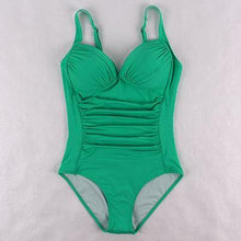 Women Swimwear Solid Beach Plus Size Bodysuits Vintage Retro Fold Bathing Suits Monokini - Fab Getup Shop