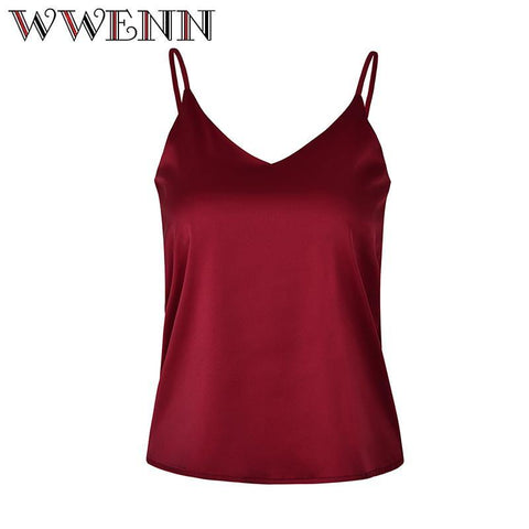 Crop Top Women Camis Silk Satin Halter Top Women Camisole Summer Style Sexy Sleeveless Vest Slim White Tops - Fab Getup Shop