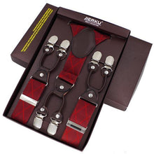 Men's suspenders casual Fashion braces High quality leather suspenders Adjustable 6 clip  Belt Strap  7 colors - Fab Getup Shop