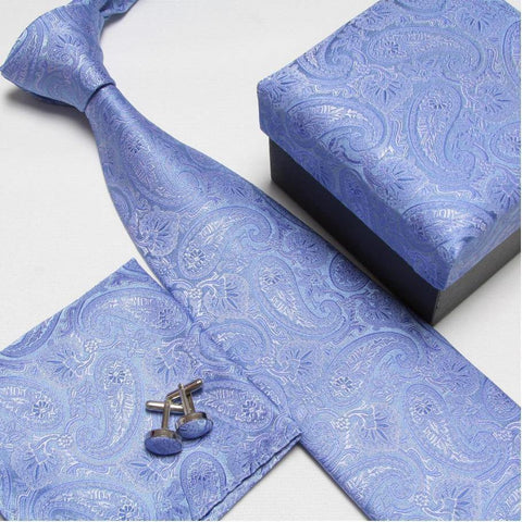 men's fashion neck tie set neckties cufflinks hankies silk ties cuff links pocket handkerchief 14 - Fab Getup Shop