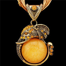 Jewelry Retro Craft Antique Bronze Plated Milet Chain Cute Crystal Lucite Elephant Pendant Necklace N190 - Fab Getup Shop