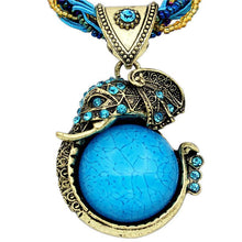 Jewelry Retro Craft Antique Bronze Plated Milet Chain Cute Crystal Lucite Elephant Pendant Necklace N190 - Fab Getup Shop