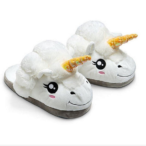 Plush Unicorn Cotton Home Slippers for White Despicable Winter Warm Chausson Licorne Indoor Christmas Slippers Fit Size36-41 - Fab Getup Shop