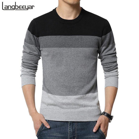 New Autumn Fashion Brand Casual Sweater O-Neck Striped Slim Fit Knitting Mens Sweaters And Pullovers Men Pullover Men 5XL - Fab Getup Shop