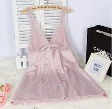 Ladies Sexy Silk Satin Nightgown Sleeveless Nightdress Plus Size Sleep Dress Lace Nighties V-neck Sleepwear Nightwear For Women - Fab Getup Shop