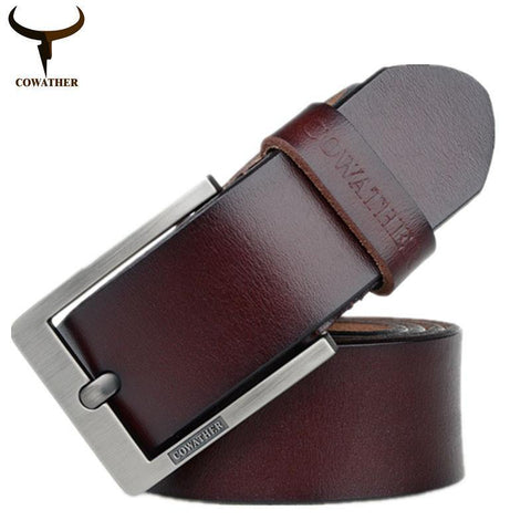 COWATHER  Newest designer belts men  cow genuine leather vintage pin buckle ceinture mens belts luxury XF003-4 - Fab Getup Shop