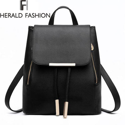 Women Backpack  PU Leather Mochila Escolar School Bags For Teenagers Girls Top-handle Backpacks Herald Fashion - Fab Getup Shop