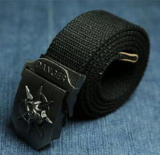 Men's Canvas belt skull Metal tactics woven belt canvas belt Casual pants Cool wild gift for men belts Skull large size - Fab Getup Shop