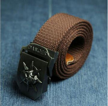 Men's Canvas belt skull Metal tactics woven belt canvas belt Casual pants Cool wild gift for men belts Skull large size - Fab Getup Shop