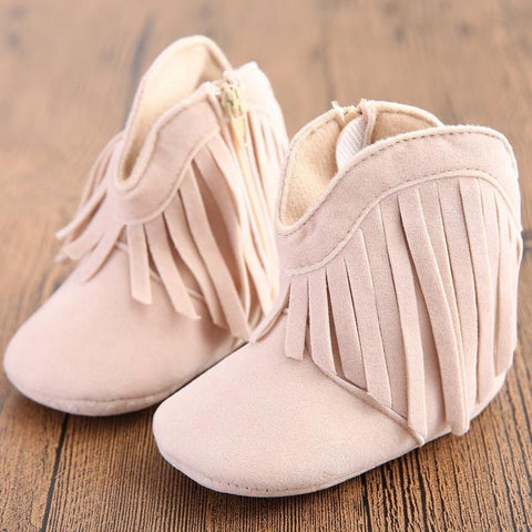 Moccasin Moccs Newborn Baby Girl Boy Kids Prewalker Solid Fringe Shoes Infant Toddler Soft Soled Anti-slip Boots Booties 0-1Yea - Fab Getup Shop