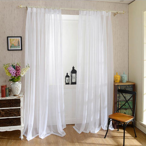 Yarn curtain Solid White Window tulle Translucidus Curtains Modern Window treatments Decorative Voile curtain Single panel - Fab Getup Shop