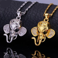 Indian Elephant Pendant  Platinum/18K Real Gold Plated Cubic Zirconia Trendy Lovely Animal Necklace Women/Men Jewelry P471 - Fab Getup Shop