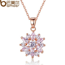 BAMOER  18K Real Gold Plated Flower Necklaces Pendants with  Cubic Zircon For Women Birthday Gift JIN024 - Fab Getup Shop