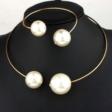 Jewelry Sets Huge Imitation Pearl Necklace and Bangle Earrings Rings Statement Women Vogue with Rhinestone - Fab Getup Shop